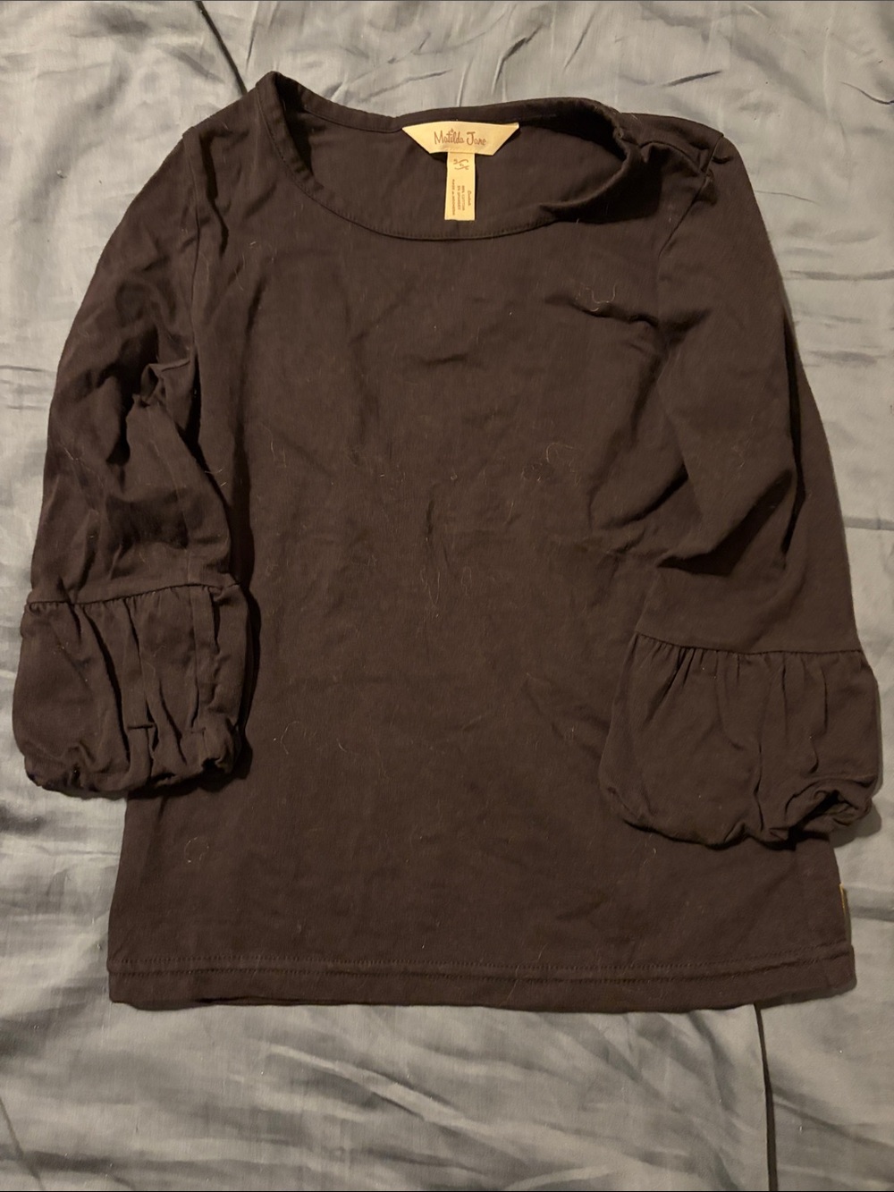 Matilda Jane Black Long-Sleeve Top with Puff Cuffs